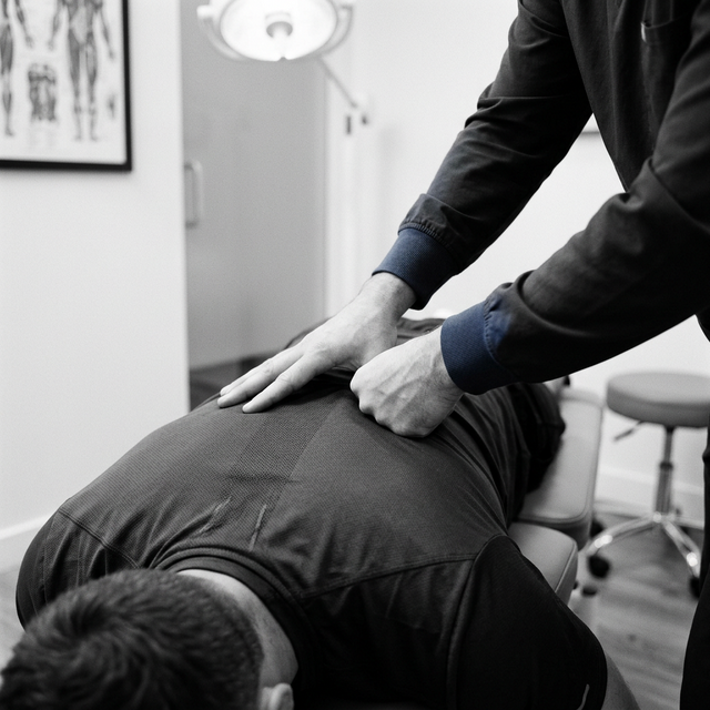 Close-up of professional chiropractic adjustment